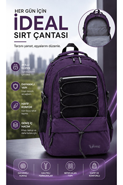 KAFF Αδιάβροχο σακίδιο πλάτης Young 51534 Purple Purple Unisex με πολλές τσέπες
