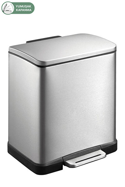 Prima Nova E-Cube 12 LT Yumuşak Kapanan Pedallı Banyo Mutfak Ofis Çelik Çöp K...