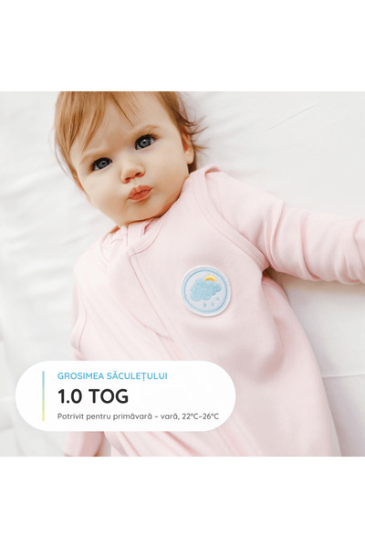 Miriboo Sac de Dormit Miriboo® pentru Nou-Nascuti si Bebelusi, INDICATOR TEMPERATURA, 0-6 si 6-12 luni, Bambus si Bumbac Organic, Primavara-Vara, Roz