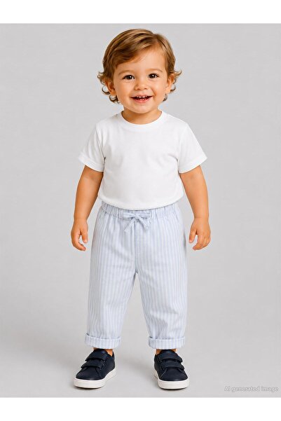 Civil Baby Çizgili 6-18 Ay Pantolon - Mavi 6-9 Ay