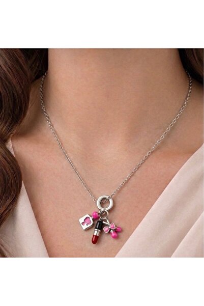 Lume Store Barbie Lipstick Makeup Brush Detailed Charmy 316L Steel Necklace