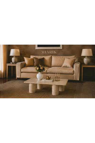 MIARIK DESIGN Mermer 4 Silindir Ayak Orta Sehpa Dkdr