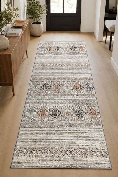 Beige Carpet Runner Machine Washable Carpet Anti-Slip Base Carpet