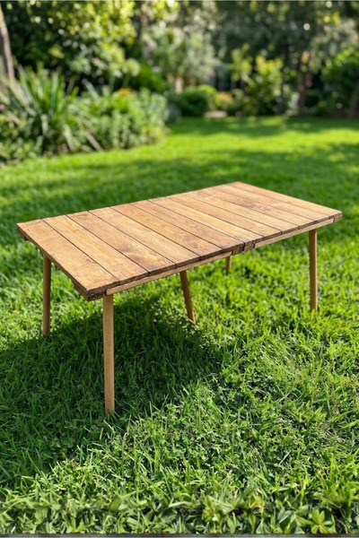 Wooden Factory Ahşap El Yapımı Katlanabilir Kamp Masası 50x100 cm Piknik Masa...
