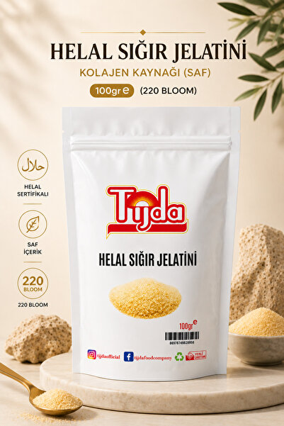 TİJDA Helal Sığır Jelatini Kolajen Kaynağı (SAF) 100gr (220 BLOOM) Toz Jelati...