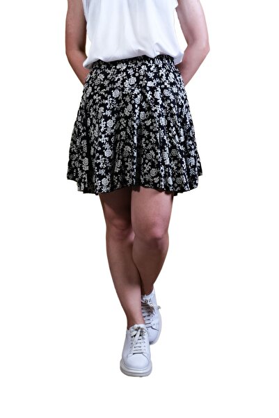 Blues Outlet KADIN DESENLİ BELİ LASTİKLİ PENYE ŞORT ETEK-MODEL-8