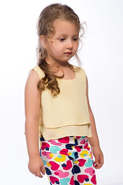 Pitti Girl's Yellow Athlete Collar Layered Blouse 91001