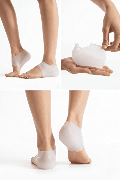 optana 5 cm Silikon Boy Uzatıcı Çorap Gizli Topuk Yükseltici Tabanlık Beyaz - 1 Çift