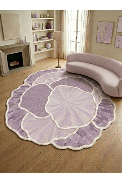 Rugs Modern Halı SDT Mor Lila Renkli Modern Organik Formlu Pastel Minimalist ...