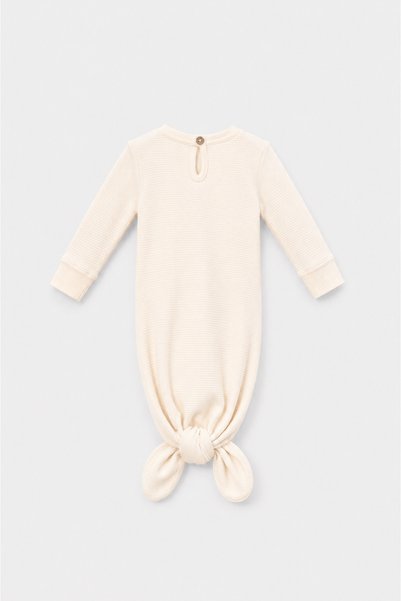 Pmini Ecru Baby Sleeping Bag with Tie Detail and Hat