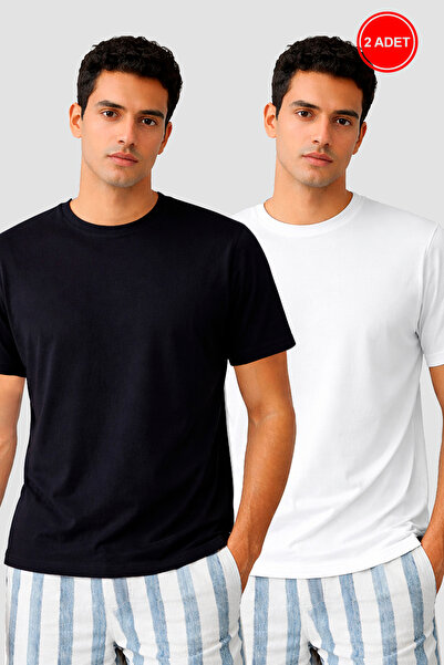 koza iç giyim Men's 2-Piece Basic Lycra T-Shirt