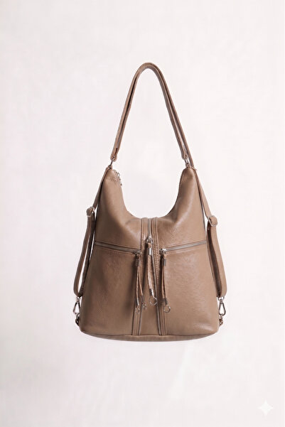 H&D COLLECTİON *Soft Faux Leather Dark Mink Women's Bag Suitable for Hand Sho...