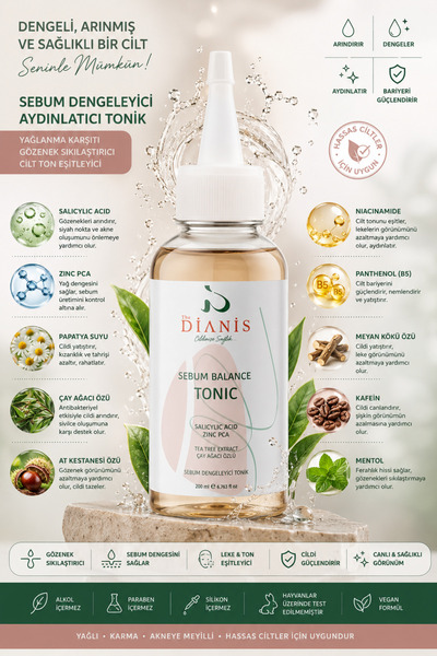 The Dianis Tonik Gözenek Sıkılıştırma Sebum Dengeleyici Özelliği Sebum Balanc...