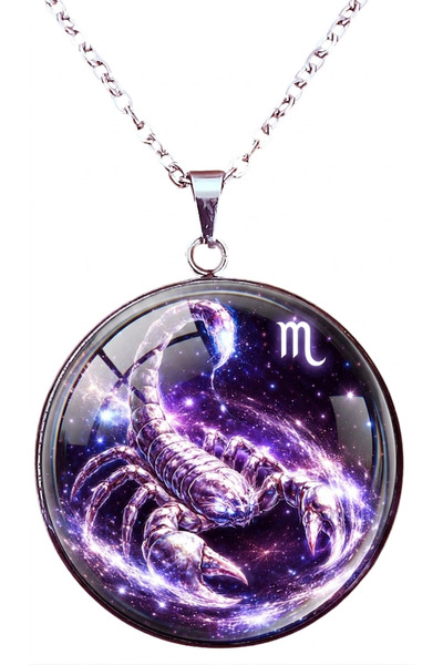Oxolux, Lavinia Colier din seria Zodiac, in cutie cadou, design cosmic mov, b...