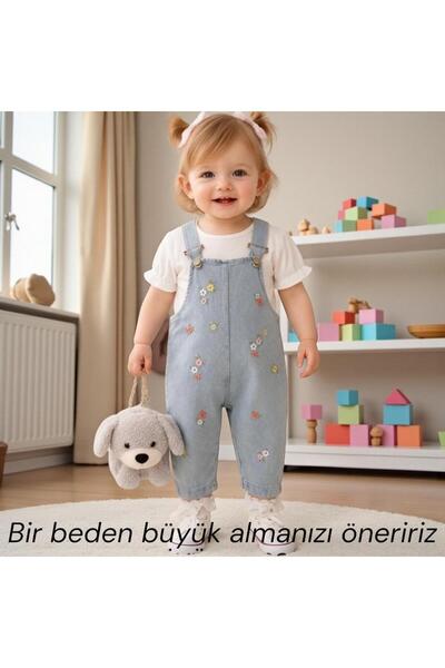 ALTINTAŞ BABY Renkli Çiçek Nakışlı Kot Görünümlü Örme Kumaş Yazlık T-shirt 2l...