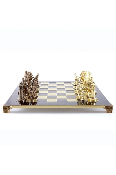 Manopoulos Set de șah din perioada greco-romană, tablă Bordeaux, 44x44cm