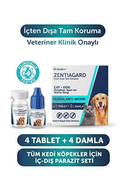 zentiavet 2 li Set Kedi Damlası Kedi İç Dış Anti Parazit Bitkisel Damla Köpek...