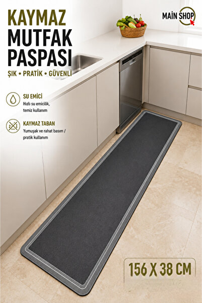 MAİN SHOP Mutfak Tezgahı Önü Banyo Paspası Kaymaz Tabanlı Su Emici Paspas Yaz...