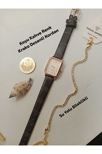 Brality Retro Model... Vintage Minimal Oval ROSE Renk Kasa... KOYU KAHVE RENK...