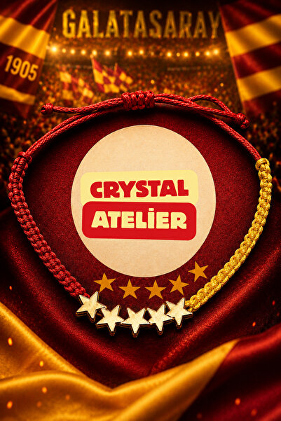 Crystal Atelier سوار هيماتيت 5 نجوم باللونين الأصفر والأحمر - (مصنوع يدويًا و...