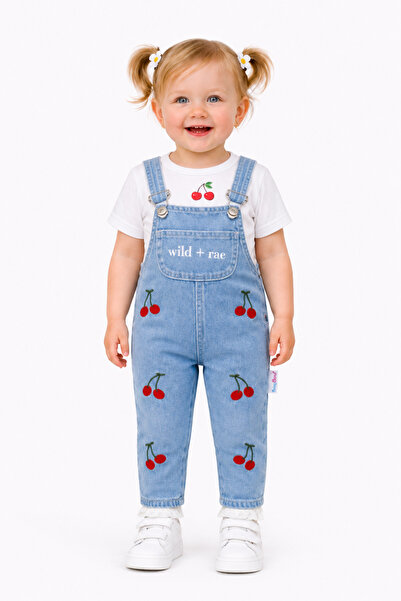MORE KIDS Baby Girl Set Salopet Baby Girl Set with Cherries Baby Girl Salopet...