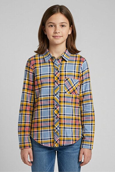 No Comment Kids Girl Long Sleeve Checkered Shirt, Multicolor
