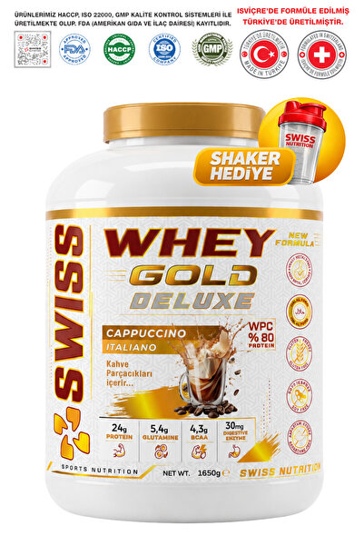 Swiss Nutrition WPC80-%80 Protein-Whey Gold Deluxe Cappuccino Italiano 55 Ser...