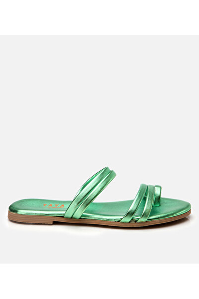 Hotiç Women's Green Yaya Shiny Flat Slippers