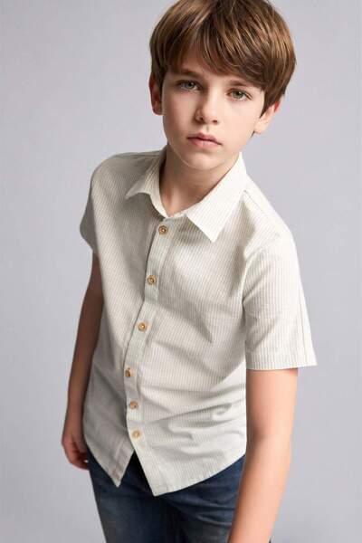 DeFacto Regular Fit Striped Short Sleeve Shirt for Boys H7269A826Hs