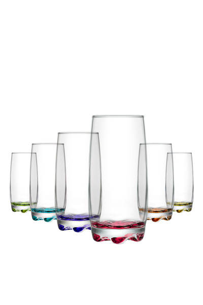 LAV Adora Glass Soft Drink Cup Set of 6 390 ml Mixed Color (Lemonade/Water Cup)