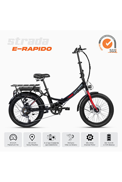 Stradacycles E-Rapido Hidrolik Disk 20 Jant Katlanabilir Elektrikli Bisiklet