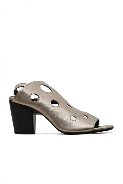 Bueno Shoes Gray Black Leather Women's Heeled Sandals 01Wl3704