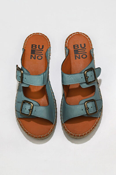 Bueno Shoes شبشب نسائي مسطح من الجلد باللون الأزرق 01wu2518