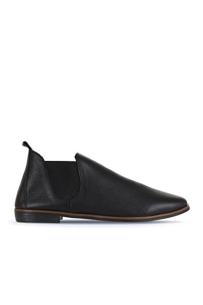 Bueno Shoes Μαύρες δερμάτινες γυναικείες φλατ μπότες 01wd3501