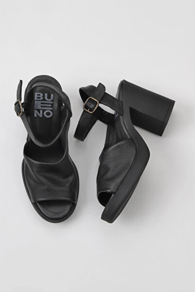 Bueno Shoes Sandale cu toc pentru femei din piele neagră 01wy12303
