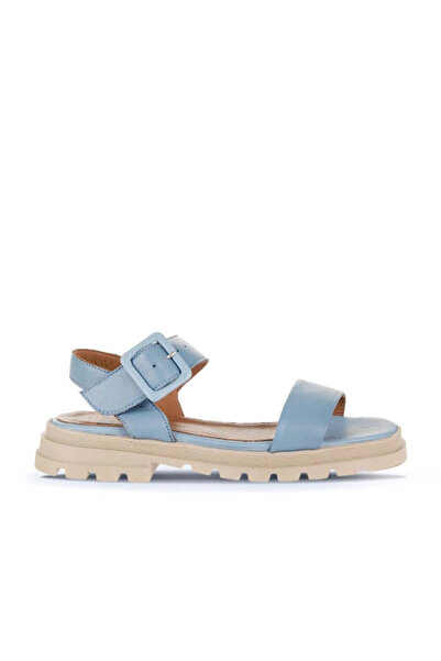Bueno Shoes Sandale plate de damă din piele albastră 01wy5500