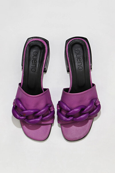 Bueno Shoes Papuci de damă din piele lila cu toc 01wu2999
