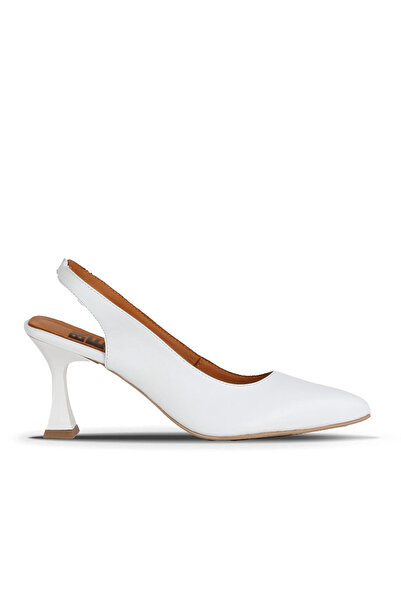 Bueno Shoes Pantofi cu toc de damă din piele albă 01wa1400