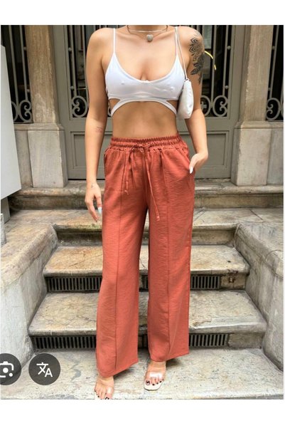 Erka Women's Muslin Trousers Wide Leg Summer Casual Pants