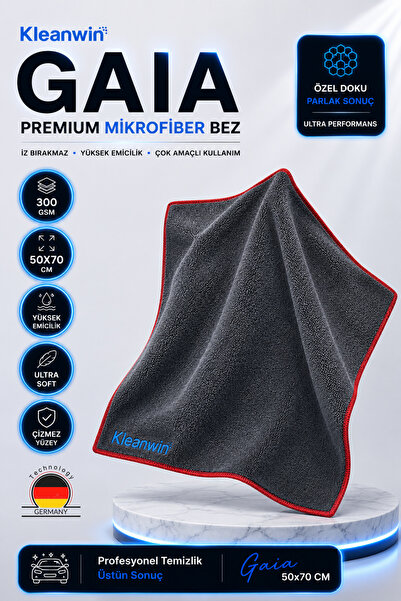 Kleanwin Gaia Mikrofiber Kurulama Bezi 50x70 cm | 300 GSM | Oto Kurulama Havl...