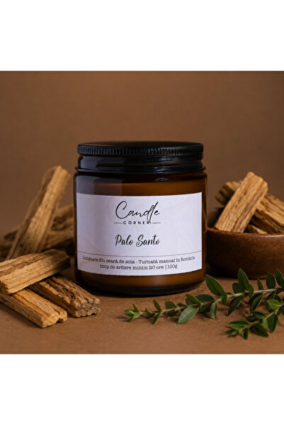 Candle Corner Palo Santo – Lumânare parfumată din ceară de soia, sticlă de cu...
