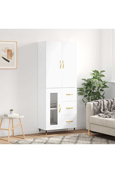 Concept Dulap înalt, alb, 69,5x34x180 cm, lemn compozit