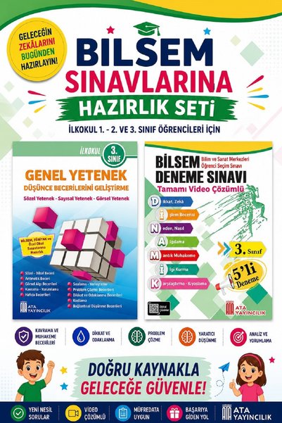 Ata Yayıncılık Ata 3.sınıf Bilsem Sınavlarına Hazırlık +5 Li Deneme Sınavı