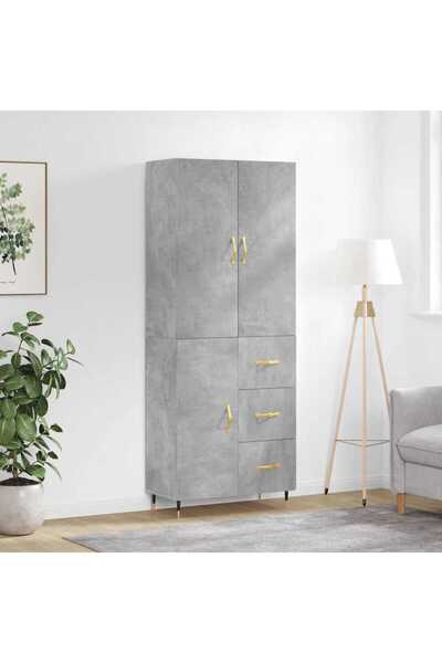 Concept Dulap înalt, gri beton, 69,5x34x180, lemn compozit
