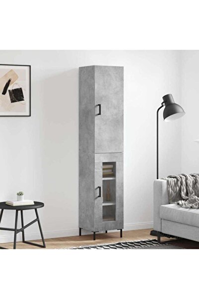 Concept Dulap înalt, gri beton, 34,5x34x180 cm, lemn prelucrat