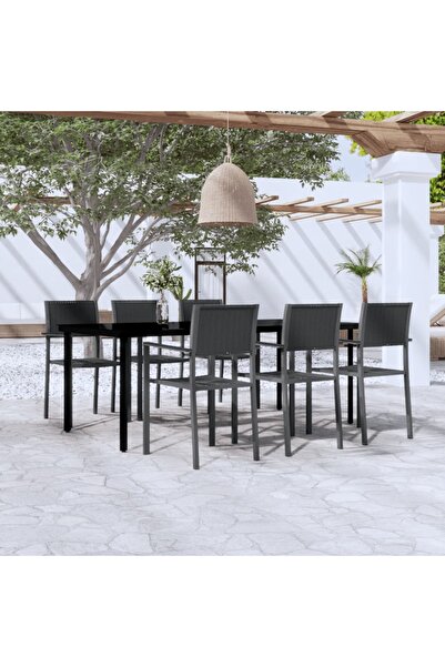 Concept Set mobilier pentru grădină, 7 piese, negru