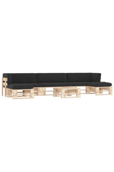 Concept Set mobilier paleți cu perne, 6 piese, lemn de pin tratat