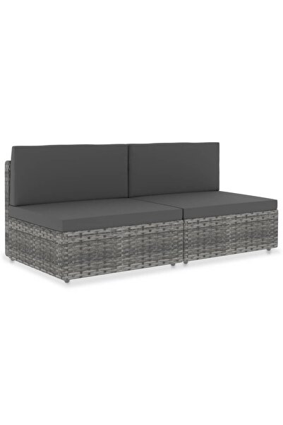 Concept Canapea modulară cu 2 locuri, gri, poliratan