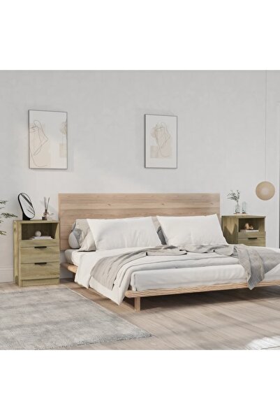 Concept Noptiere, 2 buc., stejar sonoma, lemn prelucrat