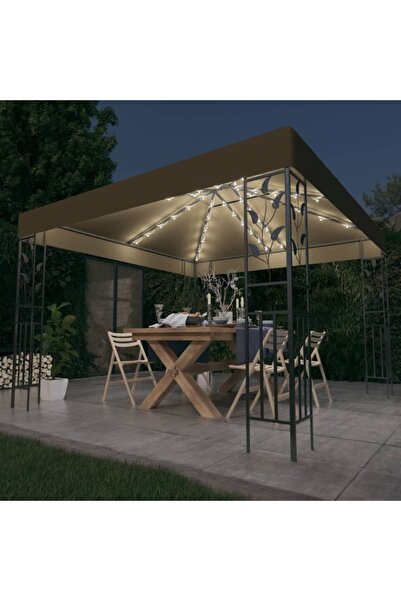 Concept Pavilion cu șiruri de lumini LED, gri taupe, 3x3m,